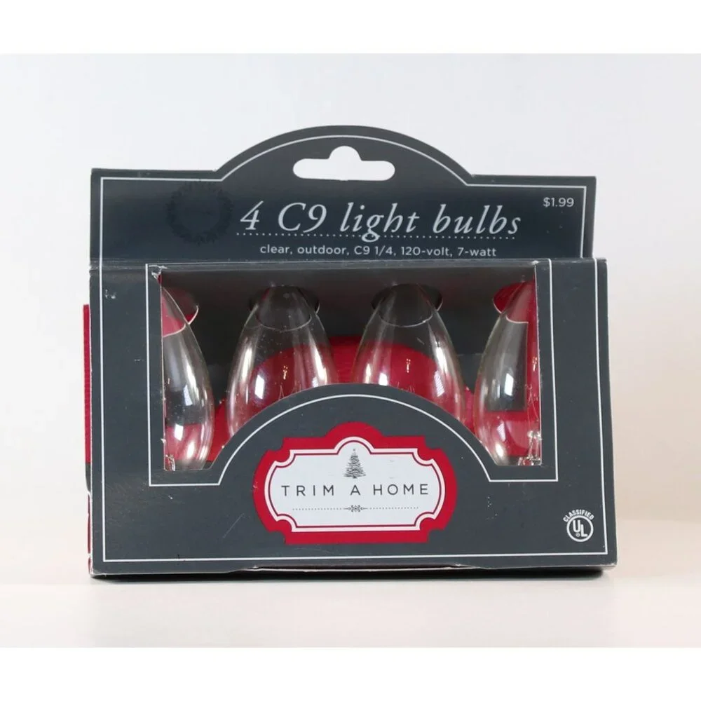 C9 Replacement Light Bulbs 2 Packs of 4 120v 7-Watt Christmas Lights 8 Bulbs NOS